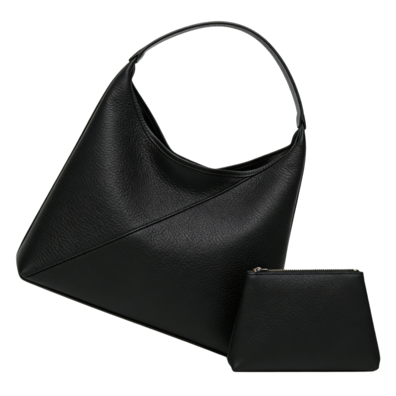 Custom Black 2-in-1 Handbag Set-Zipper with Matching Pouch