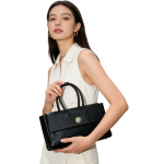 Black Top Handle Handbag with Vintage Round Clasp