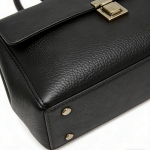 Custom Leather Shoulder Bag & Top Handle | Flap Closure in Black/Brown