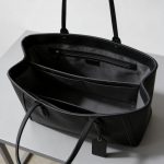 Leather Shoulder Bag with Center Divider Compartment & Button Closure