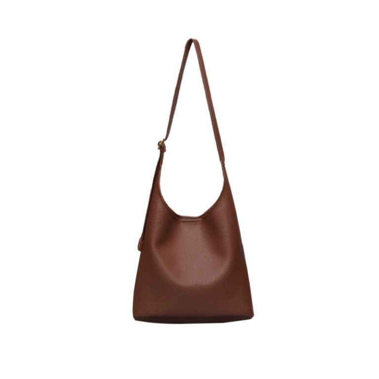 Brown Leather Tote Bag With Additional Pouch