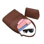 Brown Leather Tote Bag With Additional Pouch