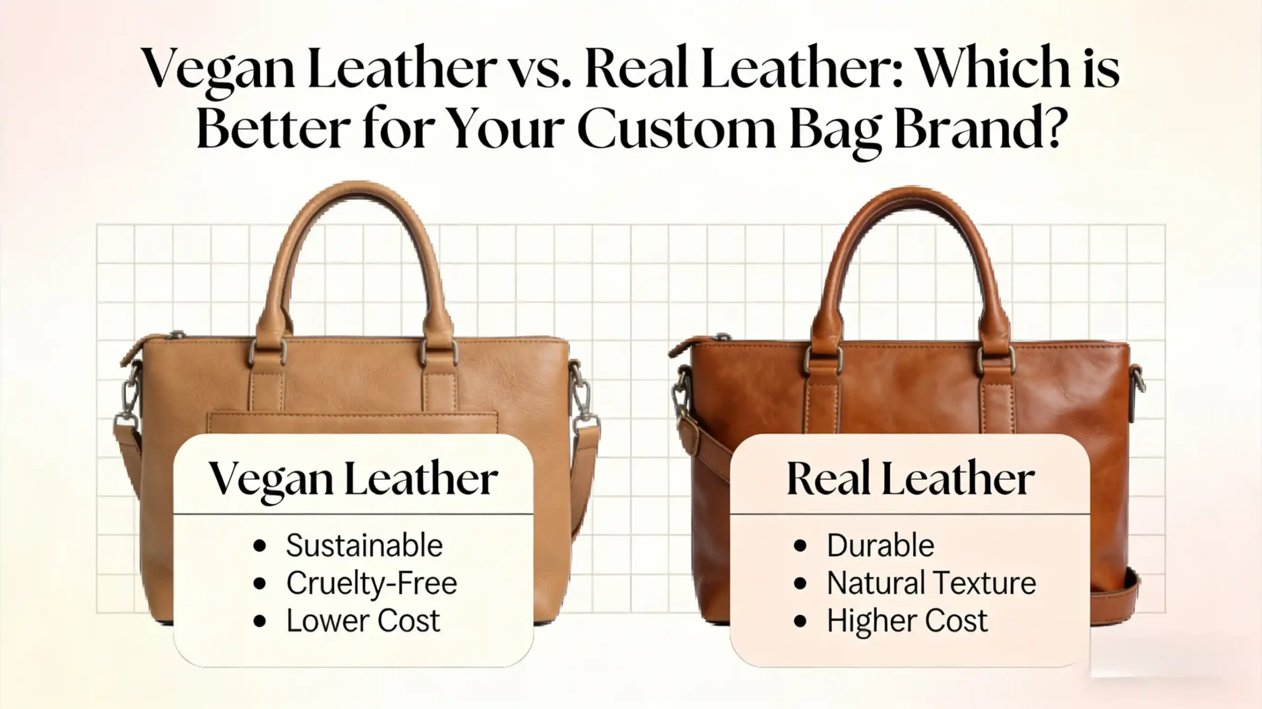 Vegan Leather vs. Real Leather: Which is Better for Your Custom Bag Brand?