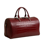 Croc-Embossed Leather Duffle Bag  – Zipper with Top Handles