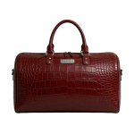 Croc-Embossed Leather Duffle Bag  – Zipper with Top Handles