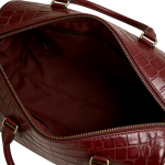 Croc-Embossed Leather Duffle Bag  – Zipper with Top Handles