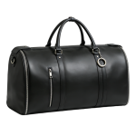 Custom Vegan Leather Barrel Duffle Bag With Zipper-（LL-DB-007）