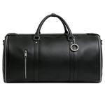 Custom Vegan Leather Barrel Duffle Bag With Zipper-（LL-DB-007）