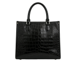 Black Crocodile Texture Shoulder Bag with Zipper