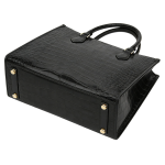 Black Crocodile Texture Shoulder Bag with Zipper