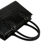 Black Crocodile Texture Shoulder Bag with Zipper
