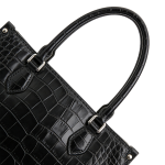 Black Crocodile Texture Shoulder Bag with Zipper