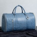 Custom Pu Light Blue Leather Travel Bag | MOQ 50pcs –