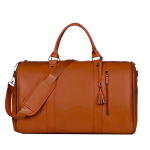 Vintage PU Leather Travel Duffle Bag with Tassel Detail