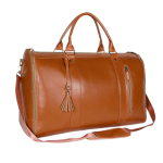 Vintage PU Leather Travel Duffle Bag with Tassel Detail