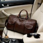Custom Leather Travel Bag with Slide Pocket