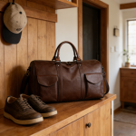 Custom Leather Travel Bag with Slide Pocket