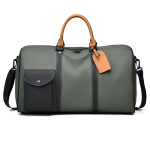 Nylon & Leather Spliced Travel Duffel Bag – Casual Lightweight Weekender