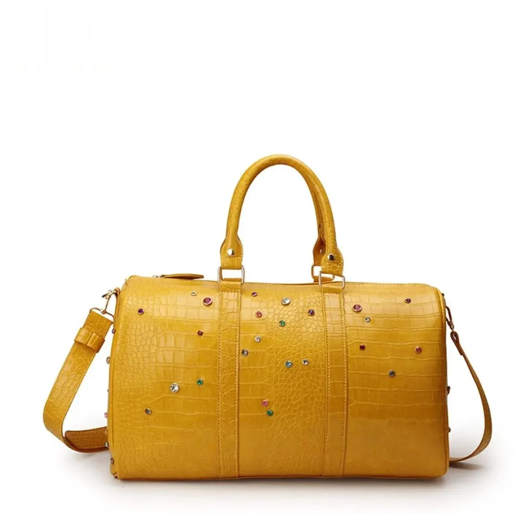 diamond encrusted duffle bag front view