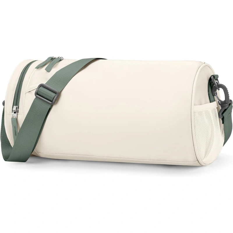 Custom water-resistant gym bag with shoe compartment — polyester sports duffel for men and women with top zipper and dual handles