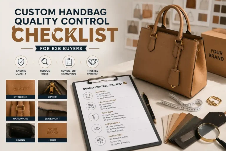 Four-stage quality control checklist for custom handbag manufacturing from sample to shipment