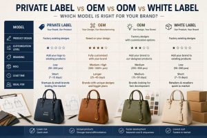 Comparison of private label, OEM, ODM, and white label handbag manufacturing models